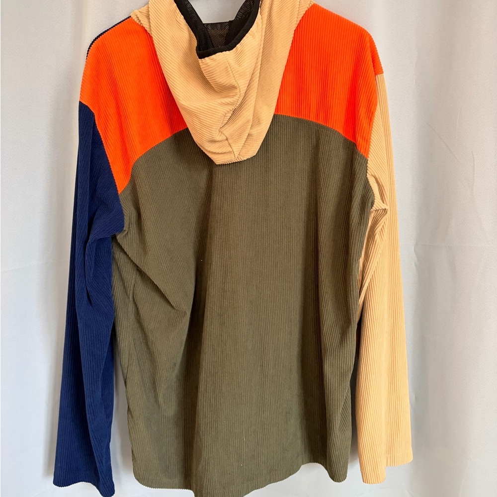 Reason Colorblock Zip-Up Hoodie in Navy, Olive, Beige, and Orange - Picture 3 of 3